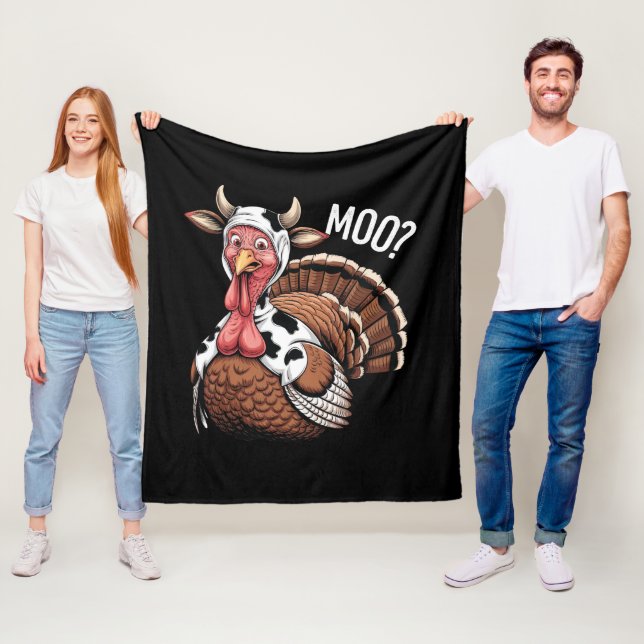 Turkey Moo Funny Thanksgiving  Fleece Blanket (In Situ)