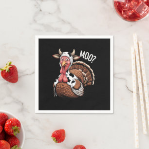 Turkey Moo Funny Thanksgiving Napkin