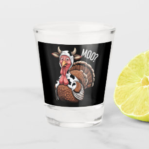 Turkey Moo Funny Thanksgiving Shot Glass