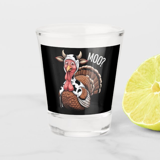 Turkey Moo Funny Thanksgiving  Shot Glass (Front)