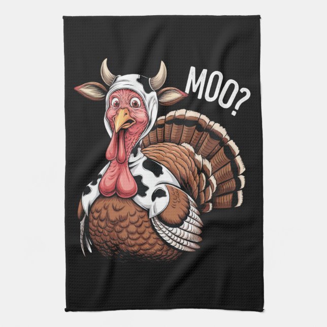 Turkey Moo Funny Thanksgiving  Tea Towel (Vertical)