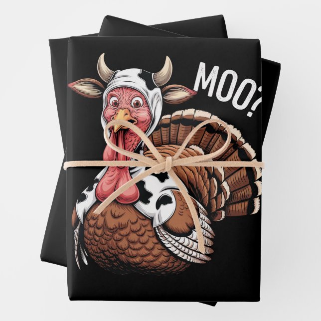 Turkey Moo Funny Thanksgiving  Wrapping Paper Sheet (In situ)