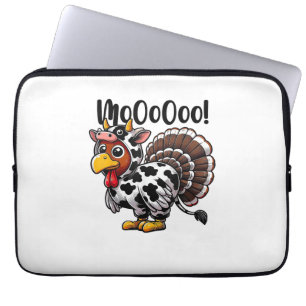 Turkey Moo Funny Turkey Cow Thanksgiving Laptop Sleeve