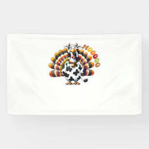 Turkey Moo Thanksgiving Cow Turkey Humour Funny _2 Banner