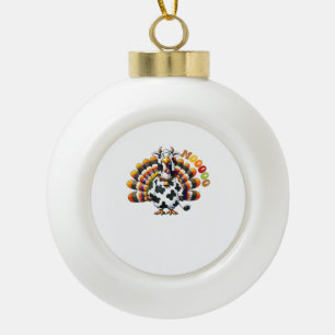Turkey Moo Thanksgiving Cow Turkey Humour Funny _2 Ceramic Ball Christmas Ornament