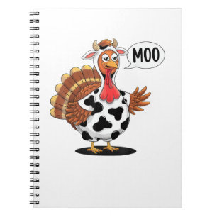 Turkey Moo Thanksgiving Funny Turkey Cow Moo Famil Notebook