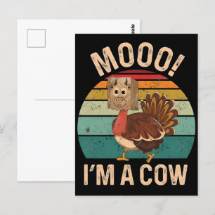 Turkey Moo: The Funniest Cow & Turkey Thanksgivin Postcard