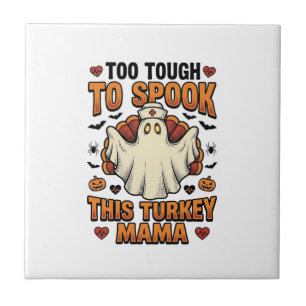 Turkey Mum Halloween Shirt with Vintage Nurse Ghos Ceramic Tile