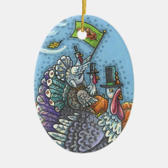 TURKEY NATION, GOBBLERS THANKSGIVING ORNAMENT Oval (Front)