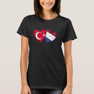 Turkey Netherlands Hearts Flag Turkish Dutch Frien T-Shirt
