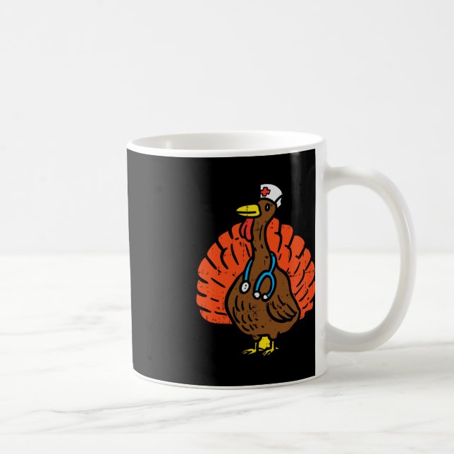 Turkey Nurse Fun Thanksgiving Scrub Top RN Nursing Coffee Mug (Right)