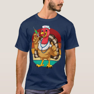 Turkey Nurse Stethoscope Thanksgiving Fall Scrub R T-Shirt