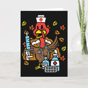 Turkey Nurse Thanksgiving Fall Scrub Nursing Rn Ic Card