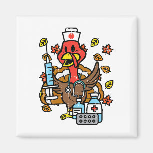 Turkey Nurse Thanksgiving Fall Scrub Nursing Rn Ic Magnet