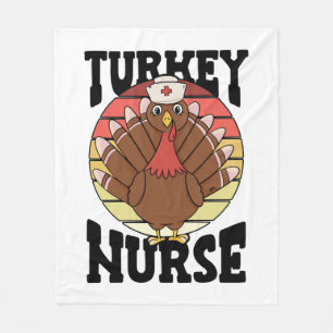 Turkey Nurse Thanksgiving Nursing National Nurses Fleece Blanket