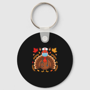 Turkey Nurse Thanksgiving Scrub Tops Women Nursing Key Ring