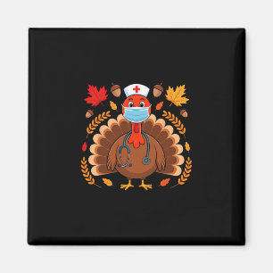 Turkey Nurse Thanksgiving Scrub Tops Women Nursing Magnet