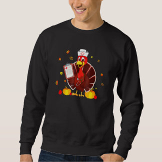 Turkey Nurse Thanksgiving Scrubs Top Women Holiday