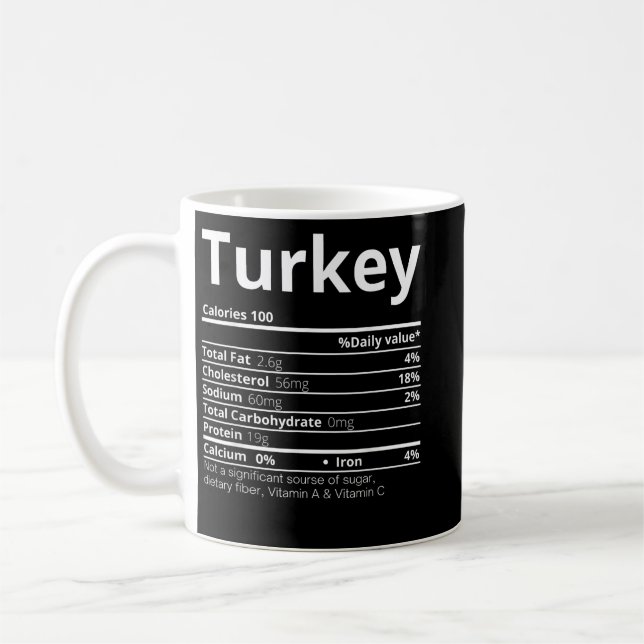 Turkey Nutrition Facts Family Funny Thanksgiving C Coffee Mug (Left)