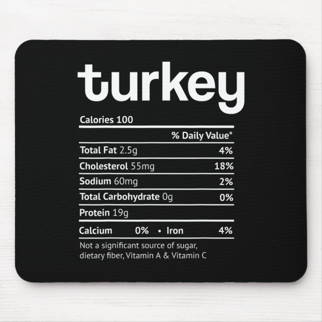 Turkey nutrition facts fun thanksgiving christmas  mouse pad (Front)