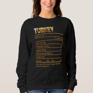 Turkey Nutrition Facts Thanksgiving Christmas Food Sweatshirt