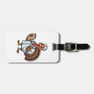Turkey On a Nursing Scrub Nurse Thanksgiving Luggage Tag