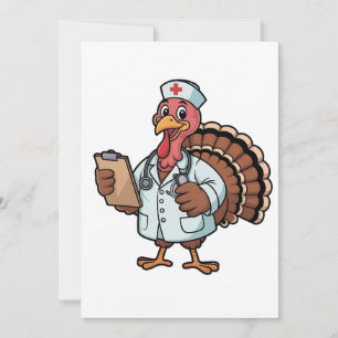 Turkey On a Nursing Scrub Nurse Thanksgiving Save The Date