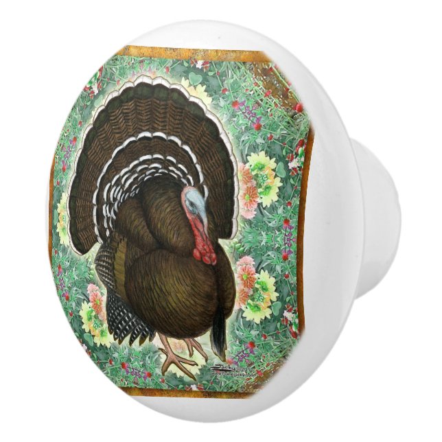 Turkey On the Greens Ceramic Knob (Right)