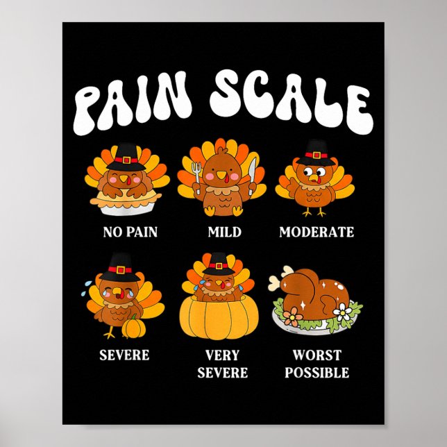 Turkey Pain Scale Funny Thanksgiving Nurse  Poster (Front)