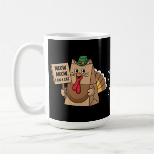 Turkey Paper Bag Meow Funny Thanksgiving Cat Coffee Mug