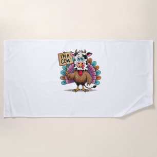 Turkey Paper Bag Moo I'm a Cow Thanksgiving Family Beach Towel