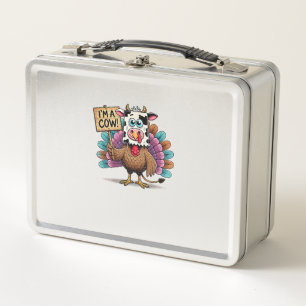 Turkey Paper Bag Moo I'm a Cow Thanksgiving Family Metal Lunch Box