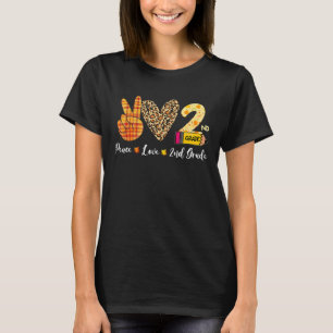 Turkey Peace Love 2nd Grade Teacher Fall Thanksgiv T-Shirt