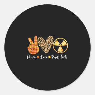 Turkey Peace Love Rad Tech Fall Thanksgiving Day Classic Round Sticker