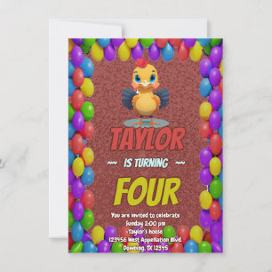 Turkey Personalised Birthday Unique Invite Kids