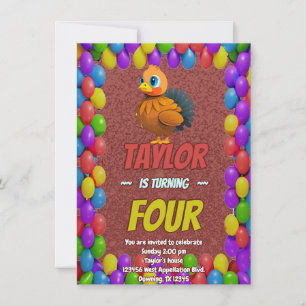 Turkey Personalised Birthday Unique Invite Kids