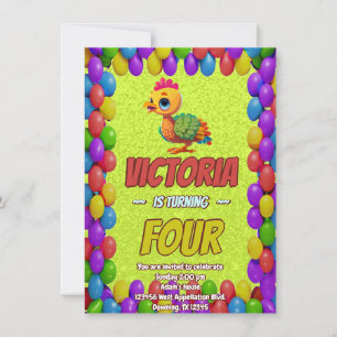 Turkey Personalised Birthday Unique Invite Kids