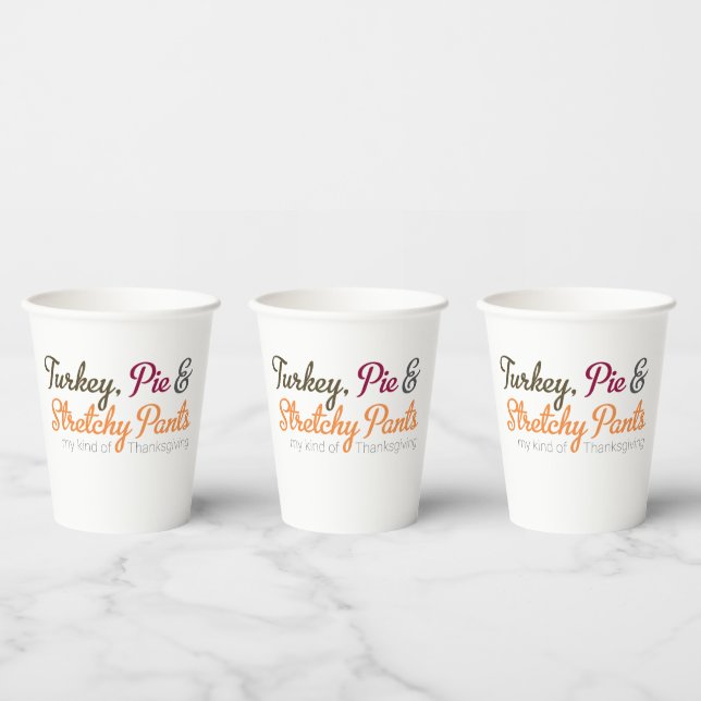 Turkey, Pie & Stretchy Pants Paper Cups (Multi)