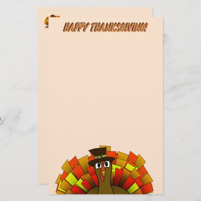 Turkey Pilgrim Thanksgiving  Stationery (Front/Back)