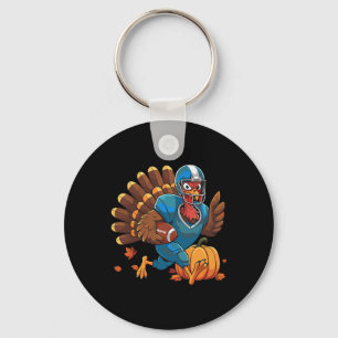 Turkey Playing Football Thanksgiving Football Play Key Ring