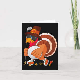 Turkey Playing Golf Thanksgiving Turkey Golf  Card