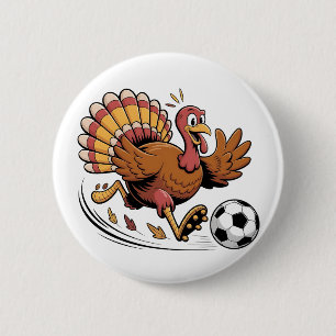 Turkey Playing Soccer Thanksgiving Sport lover 6 Cm Round Badge