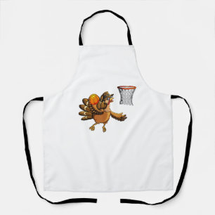 Turkey Plays Basketball Basketball Hoop Thanksgivi Apron