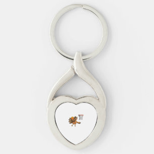 Turkey Plays Basketball Basketball Hoop Thanksgivi Key Ring