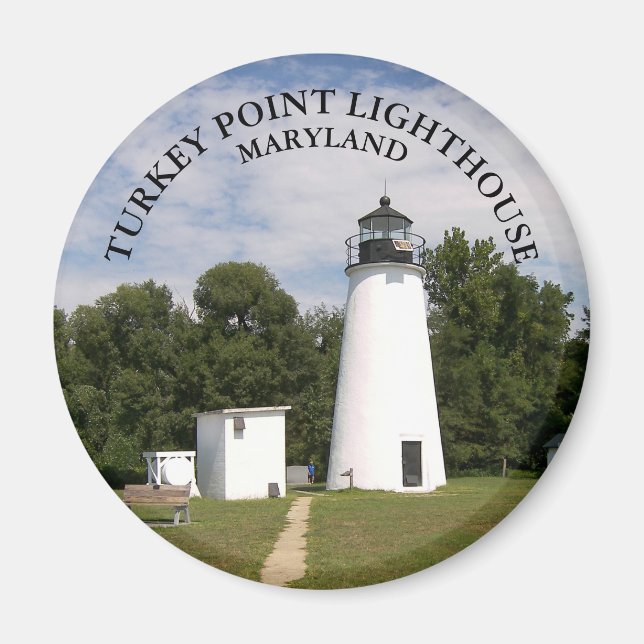 Turkey Point Lighthouse, Maryland Round Magnet (Front)