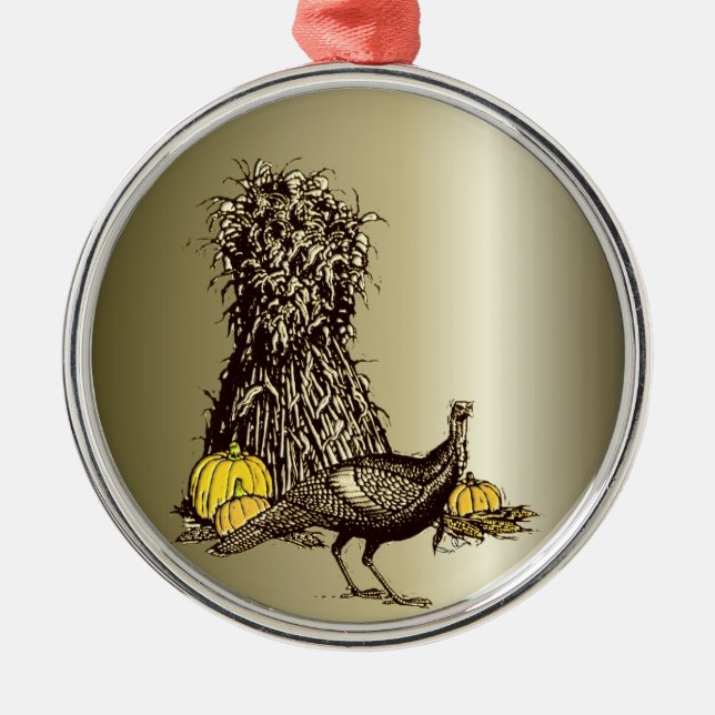 Turkey Pumpkin Metal Tree Decoration (Front)