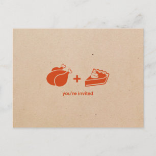 Turkey + Pumpkin Pie Thanksgiving Invitations
