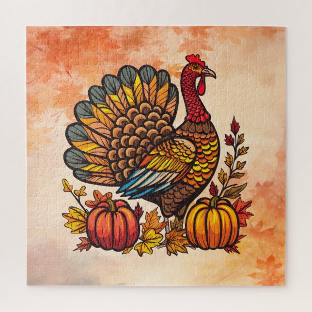 Turkey Pumpkins Thanksgiving Jigsaw Puzzle (Vertical)