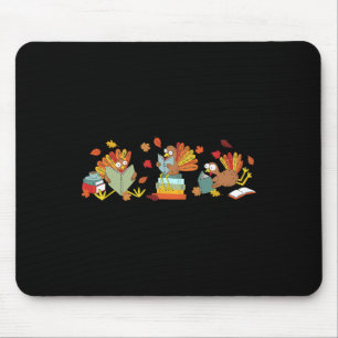 Turkey Reading Books Fall Thanksgiving Teacher Boo Mouse Pad