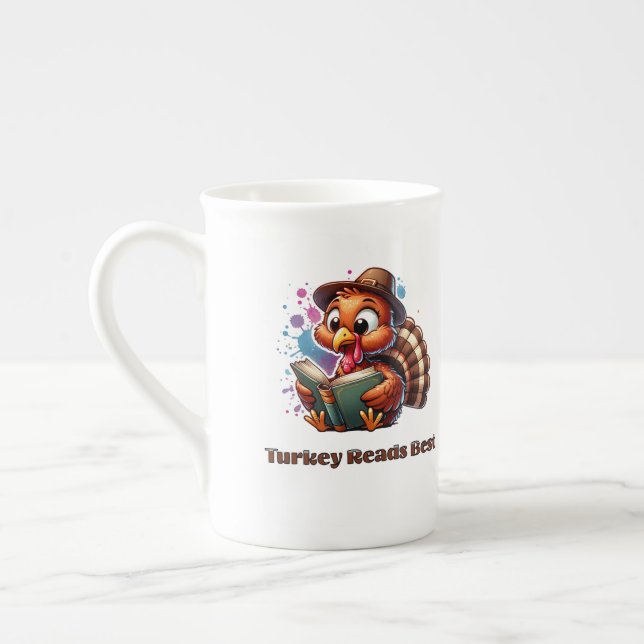 Turkey Reads Best Bone China Mug (Left)